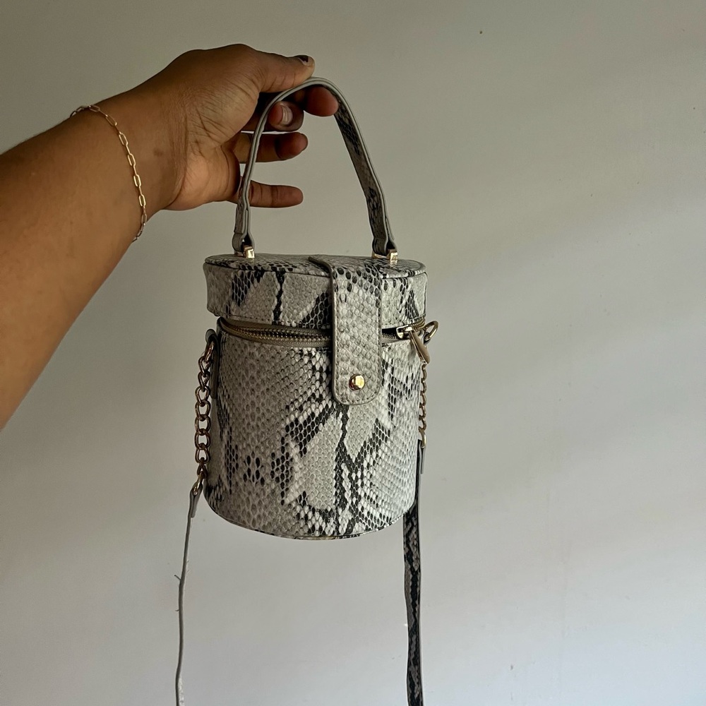 Call It Spring Snakeskin Print Bucket Crossbody Bag - AS IS